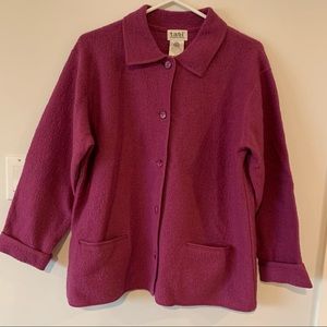 Vintage Tabi 100 % Wool cardigan sweater Women’s large L Fushia Retro
